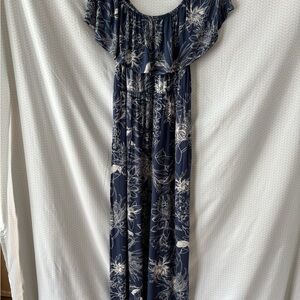 SOMA Floral Off-Shoulder Maxi Dress with POCKETS!